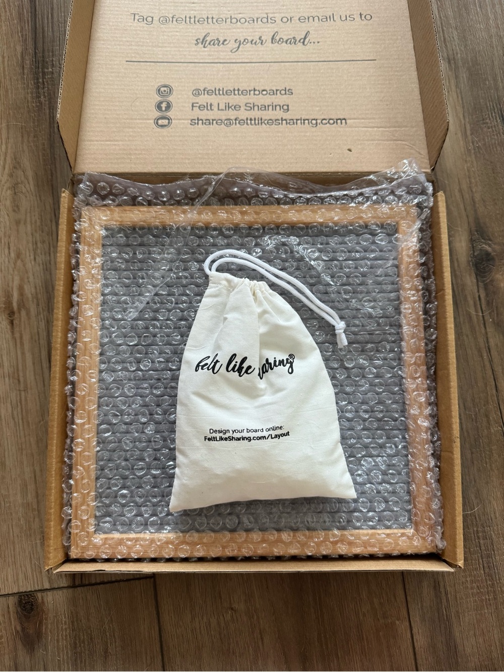 Gray Felt Letter Board with Natural Wood Frame | EUC